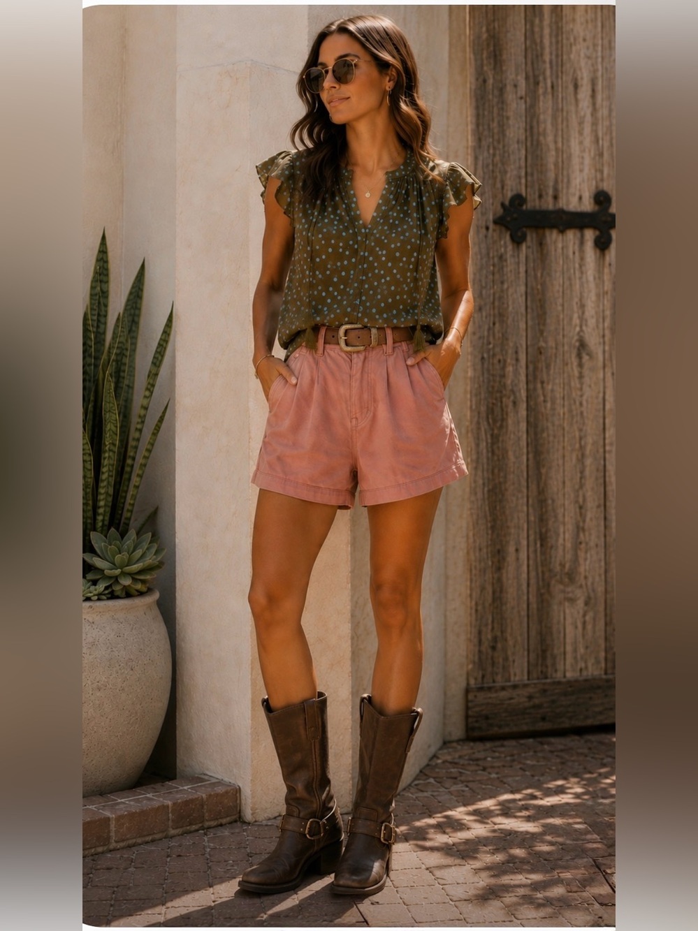 Free People Billie Chino Shorts in Rose Colorway